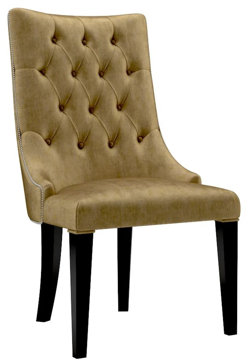 Luxus Barock Esszimmer Stuhl Set Gold / Schwarz / Silber 54 x 55 x H. 110 cm - Edle Küchen Stühle mit Samtstoff - Barock Stühle 6er Set - Esszimmer Möbel