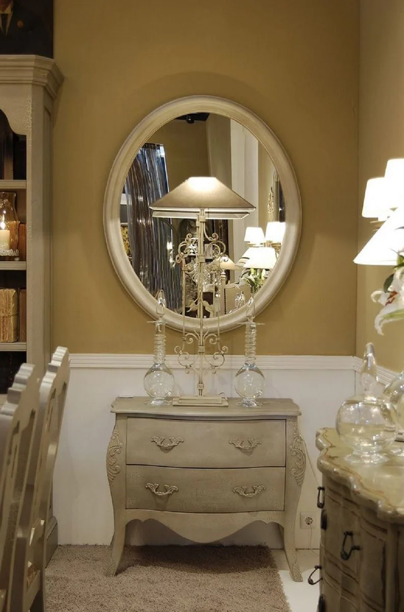 Luxus Barock Kommode Antik Grau 90 x 58 x H. 80 cm - Handgefertigte Massivholz Kommode mit 2 Schubladen - Edle Möbel im Barockstil