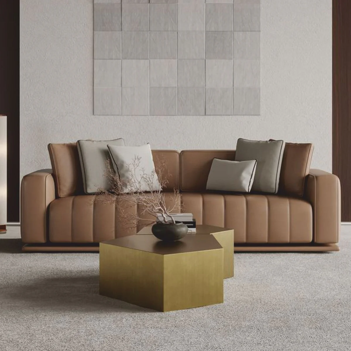 Luxus Metall Couchtisch Set Messing - Hotel & Wohnzimmer Möbel