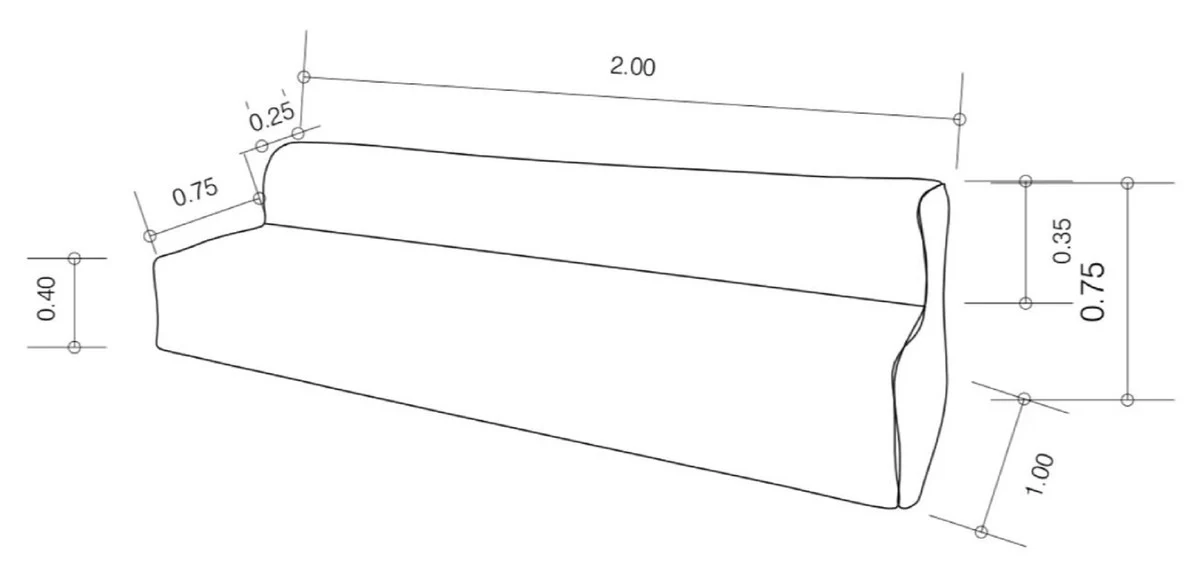 Luxus Wohnzimmer Sofa mit Streifen Weiß / Blau 200 cm