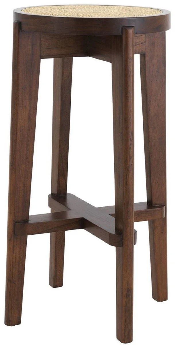 Luxus Barhocker Braun / Naturfarben Ø 44 x H. 76,5 cm - Runder Massivholz Barstuhl - Bar Möbel