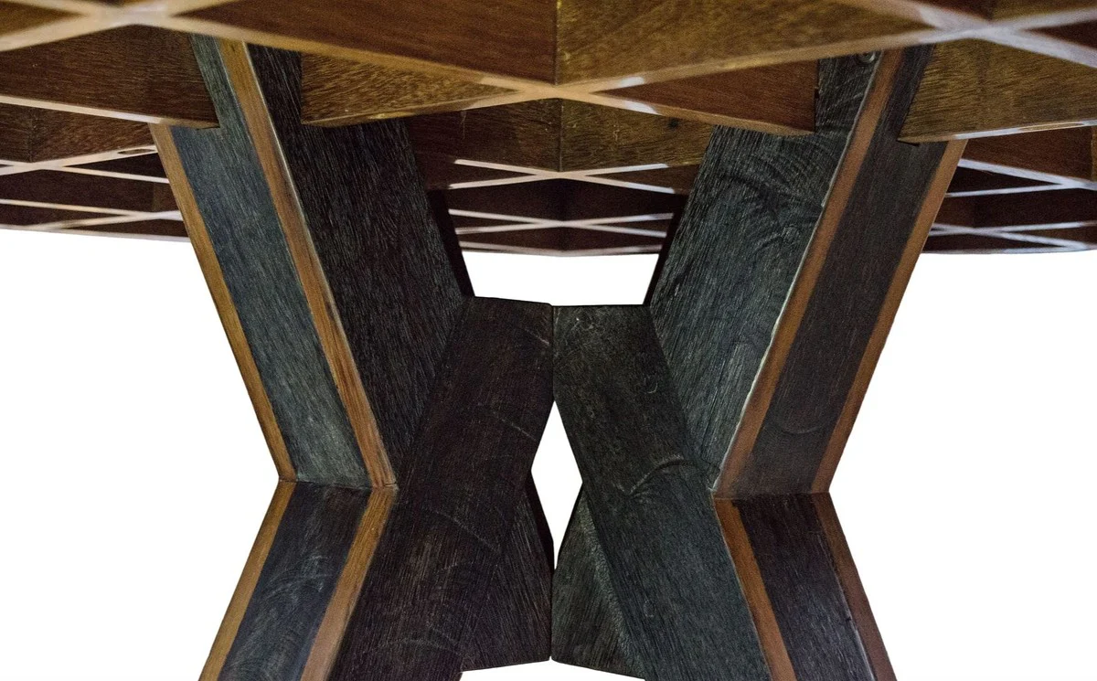 Esstisch Dunkelbraun / Schwarz Ø 150 x H. 77 cm - Luxus Esszimmermöbel