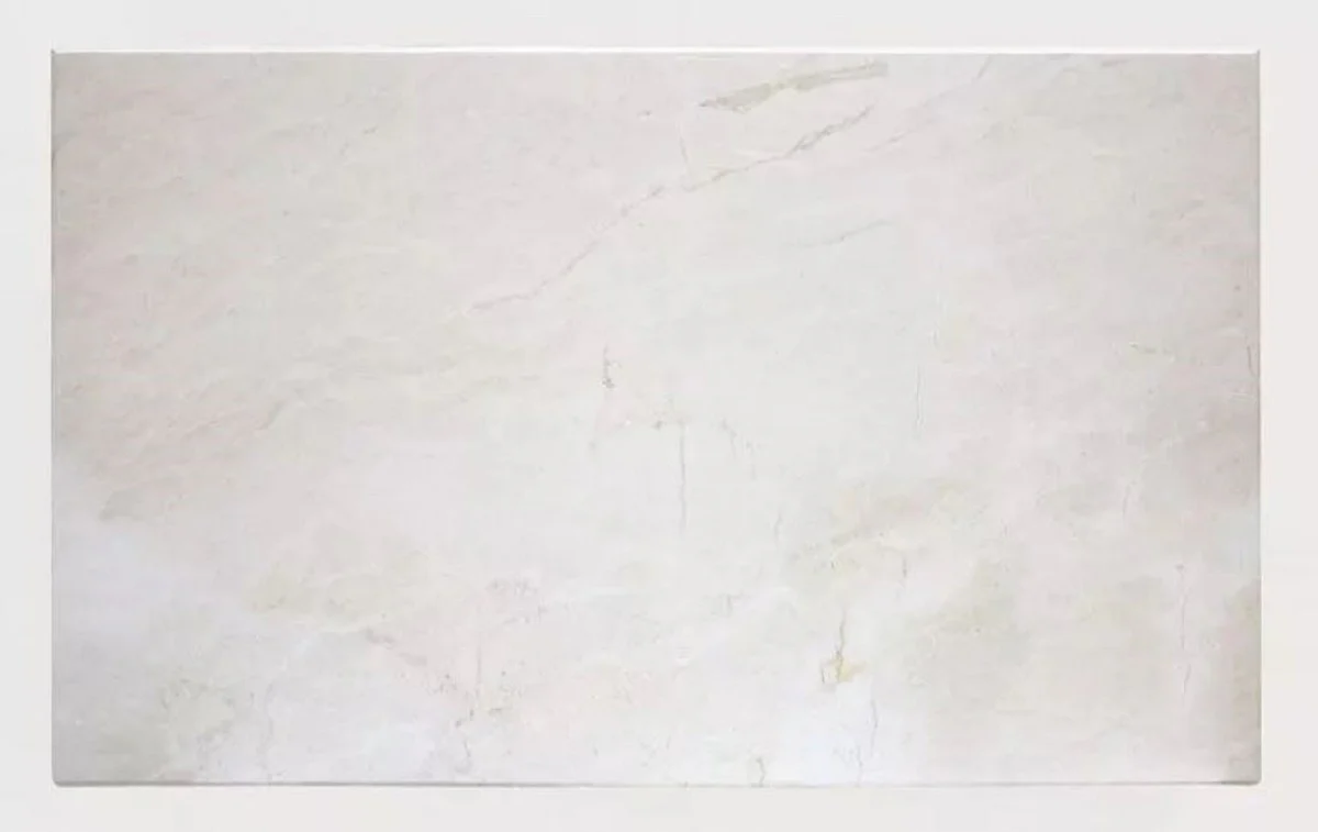 Luxus Barock Couchtisch mit Marmorplatte Weiß / Dunkelbraun / Gold - Rechteckger Wohnzimmertisch im Barockstil - Barock Möbel - Edel & Prunkvoll