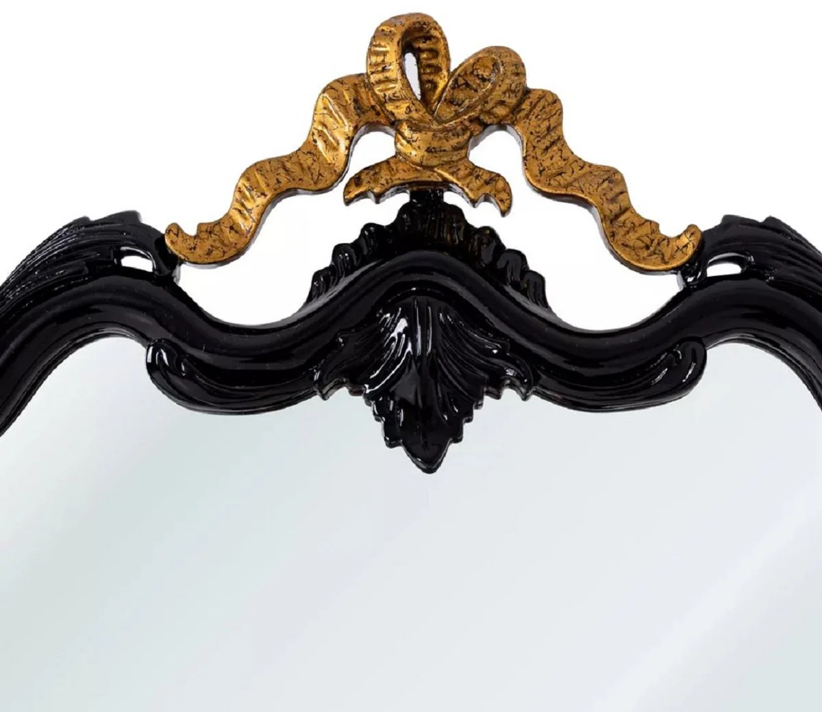 Luxus Barock Spiegel Schwarz / Antik Gold H. 97 cm - Barockstil Möbel