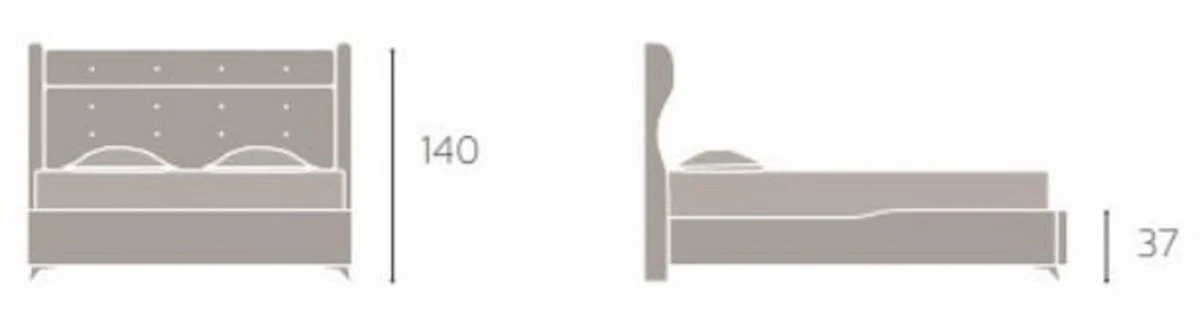 Luxus Doppelbett Anthrazit / Schwarz - Modernes Massivholz Bett - Moderne Schlafzimmer & Hotel Möbel - Luxus Kollektion