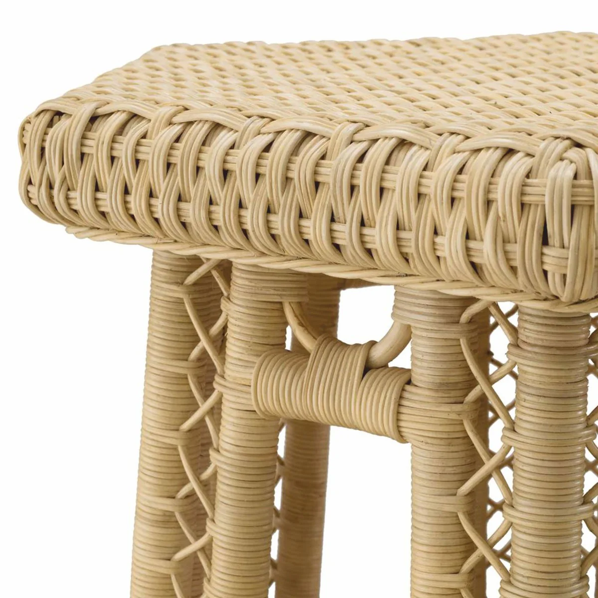 Luxus Rattan Beistelltisch Naturfarben 60 x 52 x H. 58 cm - Luxus Möbel