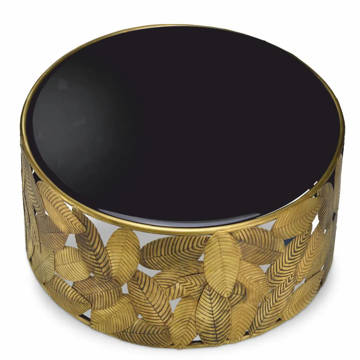 Luxus Couchtisch Vintage Messing / Schwarz Ø 101 cm - Wohnzimmer Möbel