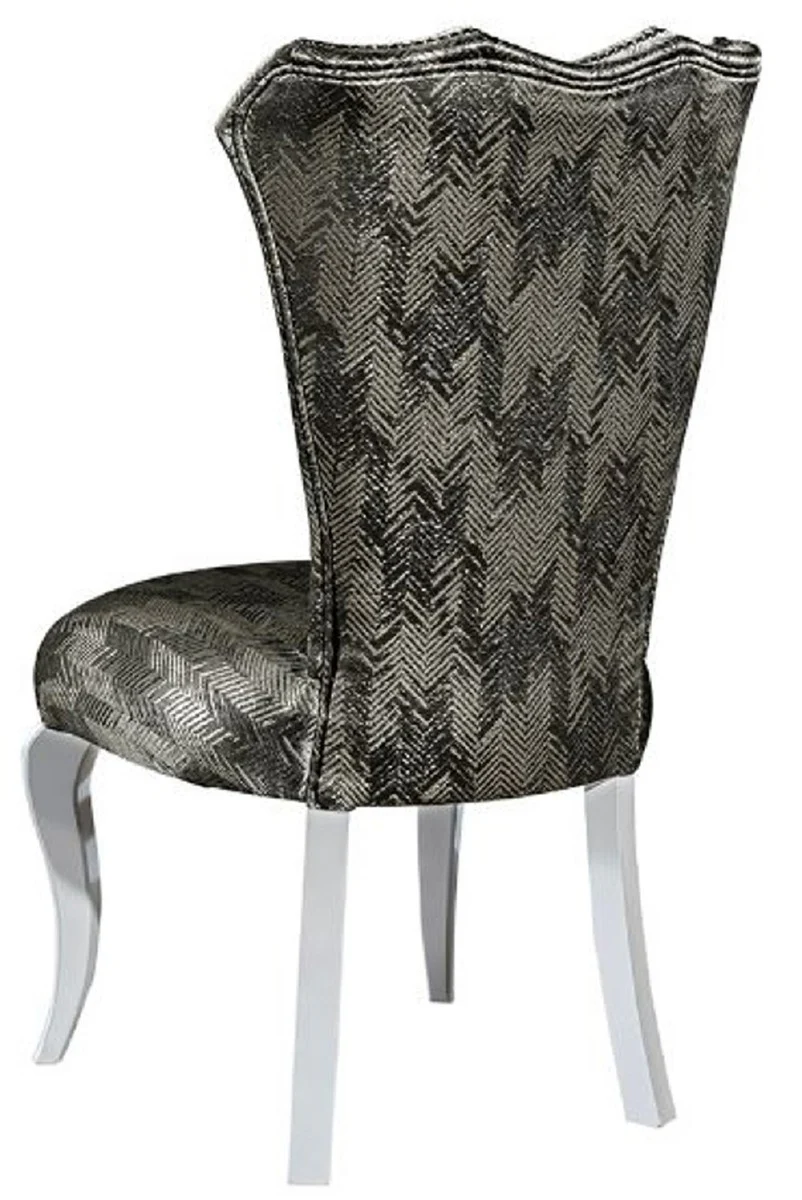 Luxus Barock Esszimmerstuhl Grün / Gold / Weiß - Handgefertigter Massivholz Küchenstuhl mit edelm Muster - Esszimmer Möbel - Barock Möbel