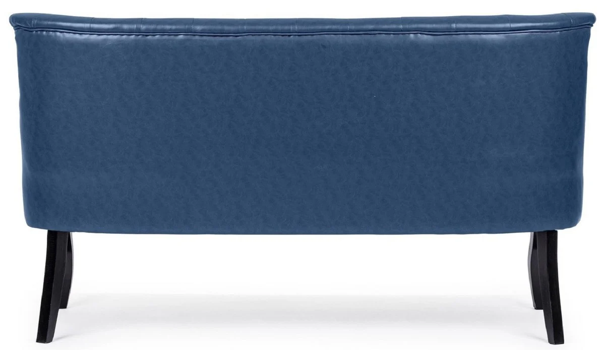 Luxus Chesterfield Kunstleder Sofa Blau / Weiß / Schwarz 136 x 66 x H. 76 cm - Wohnzimmer Sofa - Wohnzimmer Möbel - Chesterfield Möbel - Luxus Möbel - Luxus Einrichtung