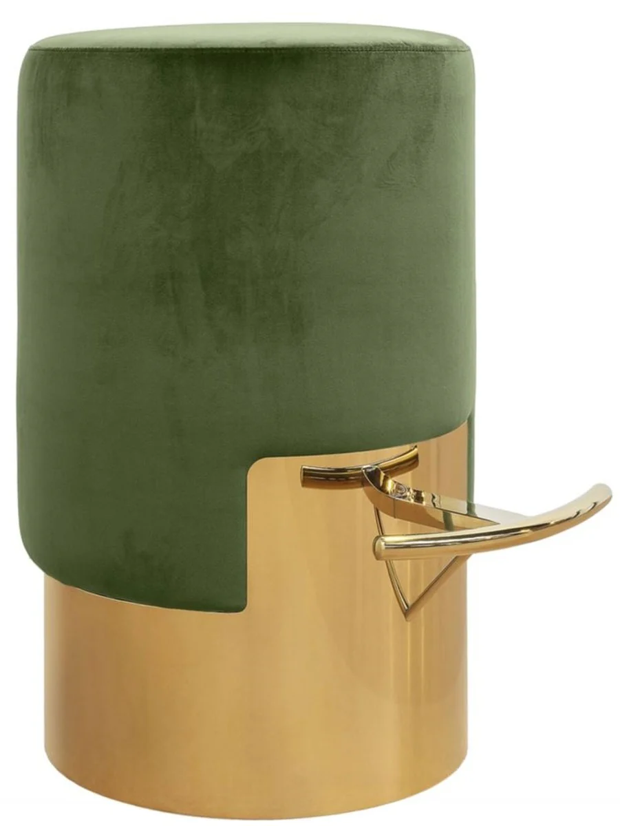 Luxus Barhocker Moosgrün / Gold Ø 46 x H. 76 cm - Barmöbel