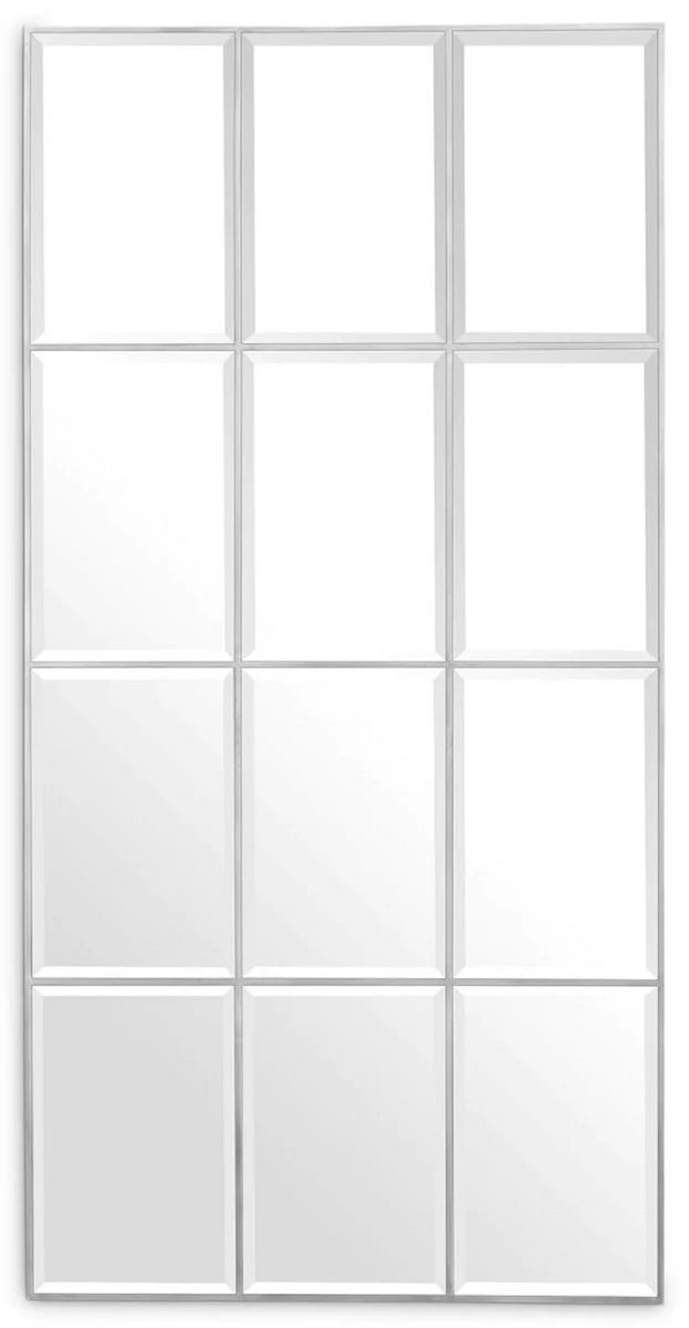 Luxus Wandspiegel Silber 78,5 x H. 215,5 cm - Rechteckiger Wohnzimmer Spiegel - Schlafzimmer Spiegel - Garderoben Spiegel - Luxus Möbel - Luxus Einrichtung