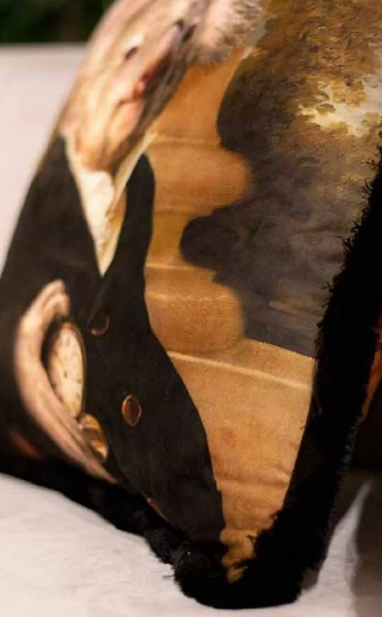 Luxus Deko Kissen Sir Koala Bär Mehrfarbig / Schwarz 45 x 45 cm - Bedrucktes Samt Kissen mit Fransen - Luxus Qualität