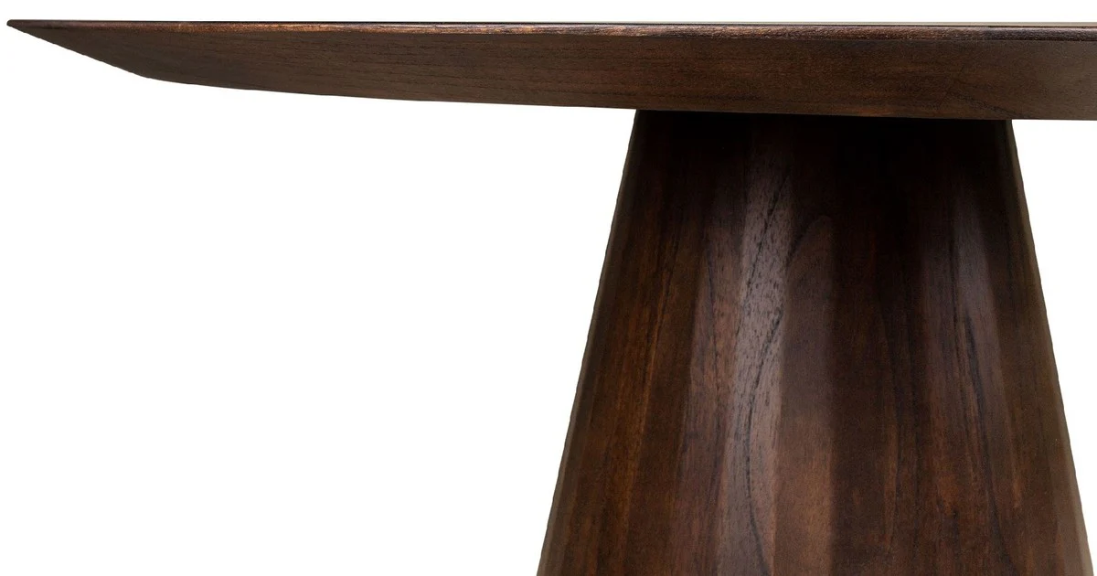 Luxus Esstisch Dunkelbraun Ø 120 x H. 76 cm - Runder Massivholz Küchentisch - Esszimmer Möbel - Küchen Möbel - Luxus Möbel - Luxus Einrichtung