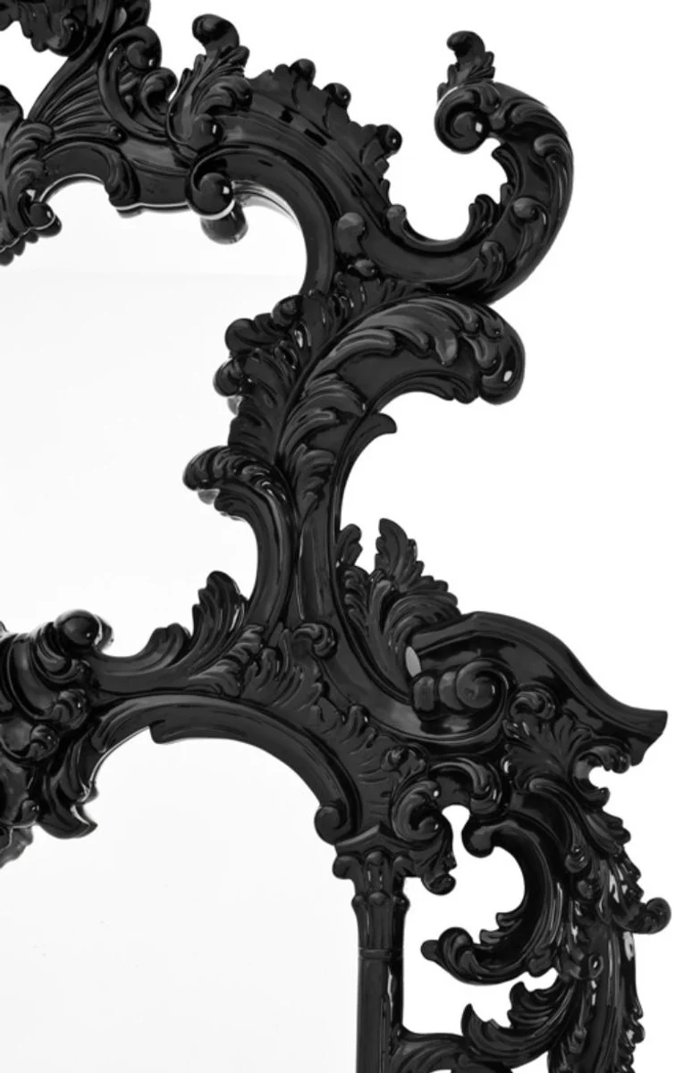 Luxus Barockstil Wohnzimmer Wandspiegel Schwarz 124 x H. 190 cm - Limited Edition