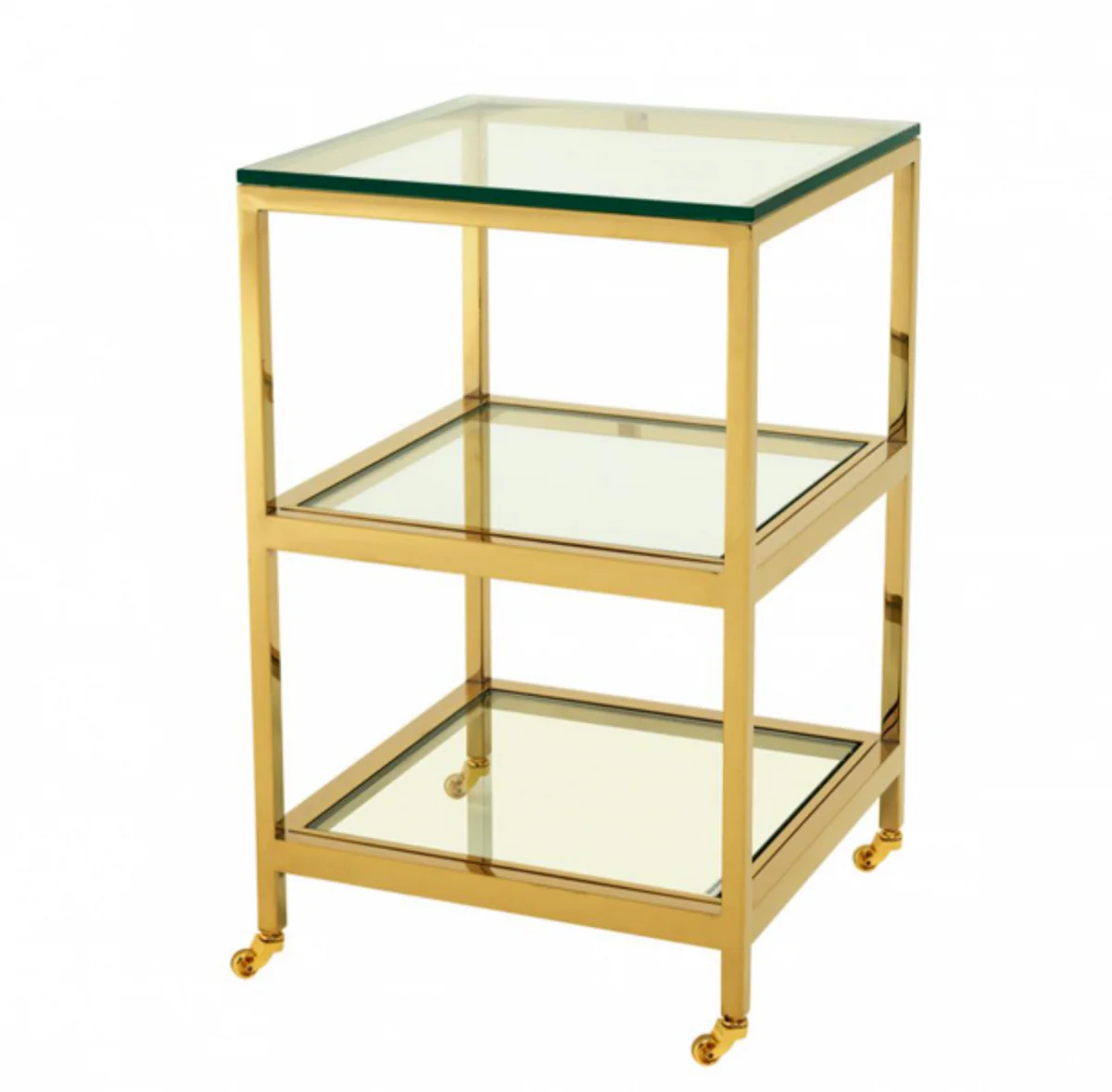 Luxus Art Deco Designer Beistelltisch Gold 45 x 45 x H. 71 cm - Designer Beistelltisch Möbel
