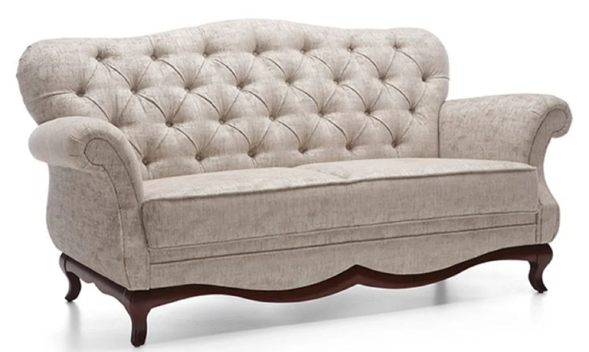 Luxus Art Deco Chesterfield Wohnzimmer Sofa Greige / Dunkelbraun 172 x 90 x H. 98 cm - Wohnzimmermöbel