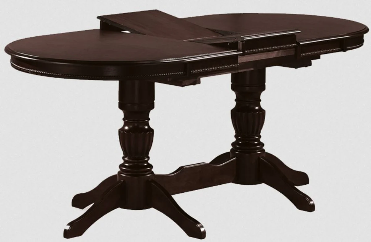 Jugendstil Esstisch Dunkelbraun 150-185 x 90 x H. 75 cm - Ovaler ausziehbarer Massivholz Küchentisch - Esszimmer Möbel