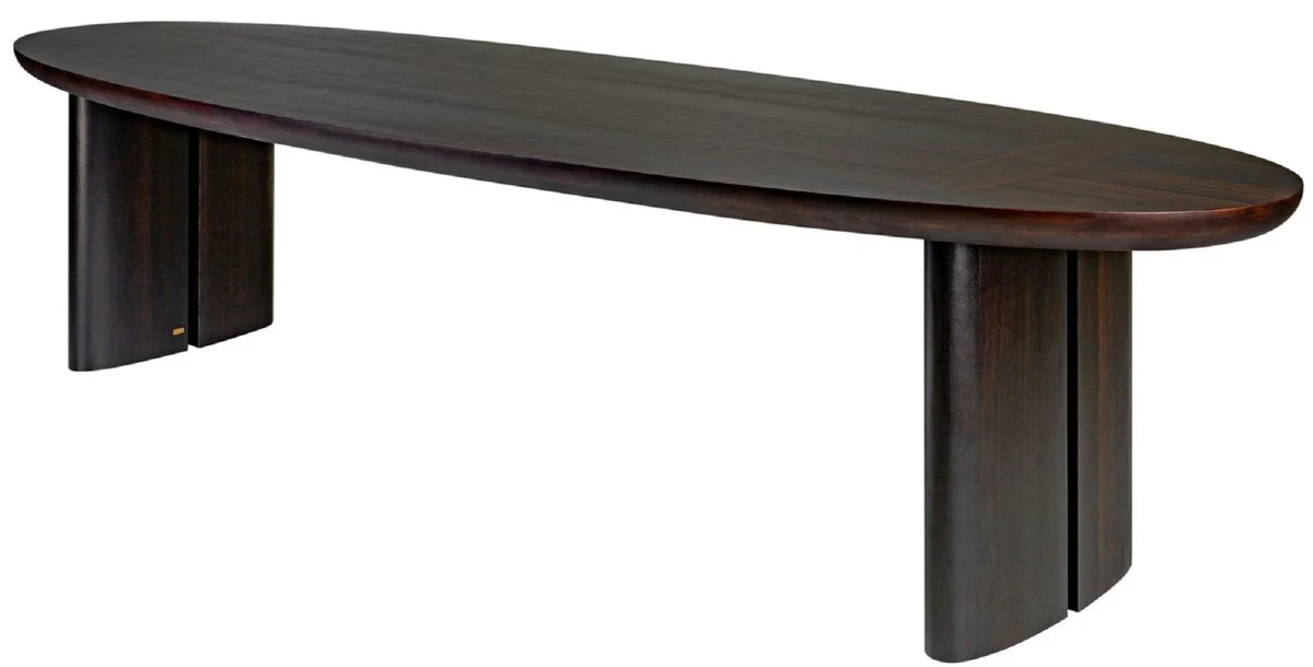 Luxus Eukalyptusfurnier Esstisch Dunkelbraun - Verschiedene Größen - Ovaler Küchentisch - Massivholz Esszimmertisch - Luxus Esszimmermöbel