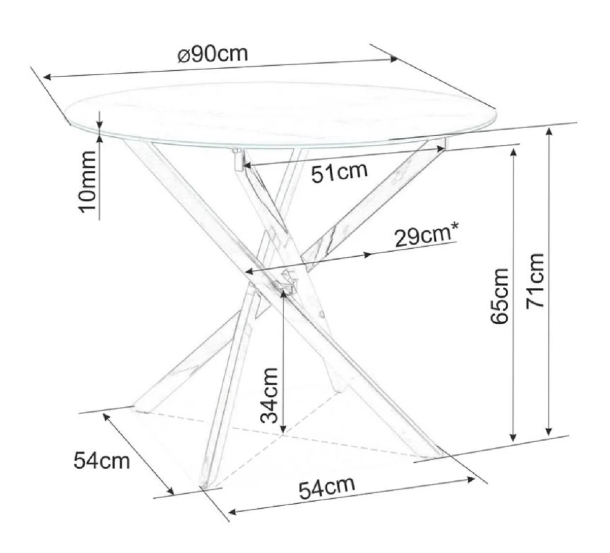Luxus Esstisch Gold Ø 90 x H. 71 cm - Runder Esszimmertisch mit gehärteter Glasplatte - Esszimmer Möbel - Küchen Möbel