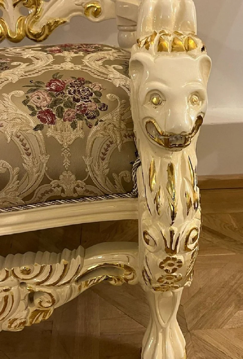 Pompöös by Luxus Barock Thron Sessel Provence Silber / Cremeweiß / Gold - designed by Harald Glööckler