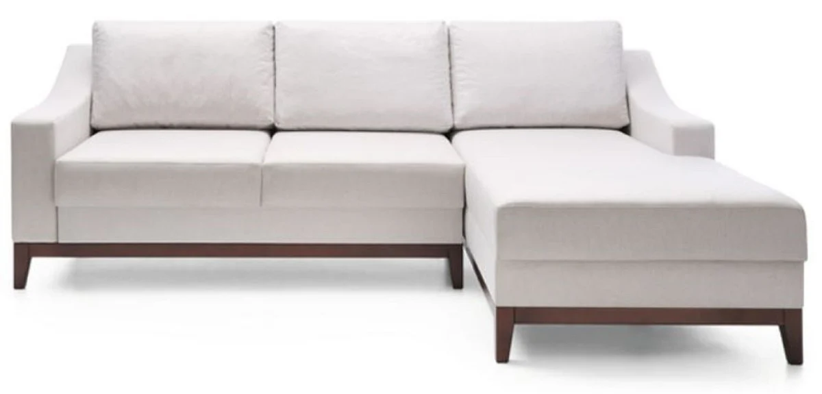 Luxus Ecksofa Weiß / Dunkelbraun 225 x 173 x H. 77 cm - Wohnzimmer Sofa mit Schlaffunktion - Wohnzimmer Möbel - Luxus Möbel - Luxus Interior