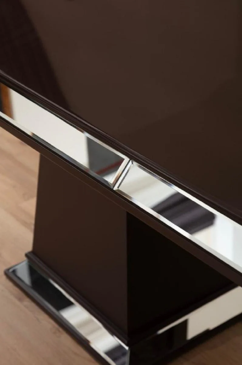 Luxus Esstisch Dunkelbraun 200 x 100 x H. 79 cm - Verspiegelter Massivholz Küchentisch - Esszimmer Möbel - Luxus Möbel - Luxus Einrichtung
