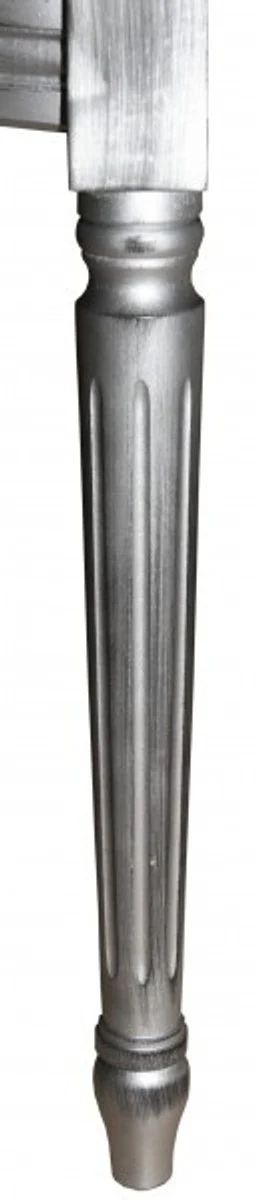 Barock Esszimmer Stuhl mit Armlehne Schwarz / Silber - Designer Stuhl - Luxus Qualität