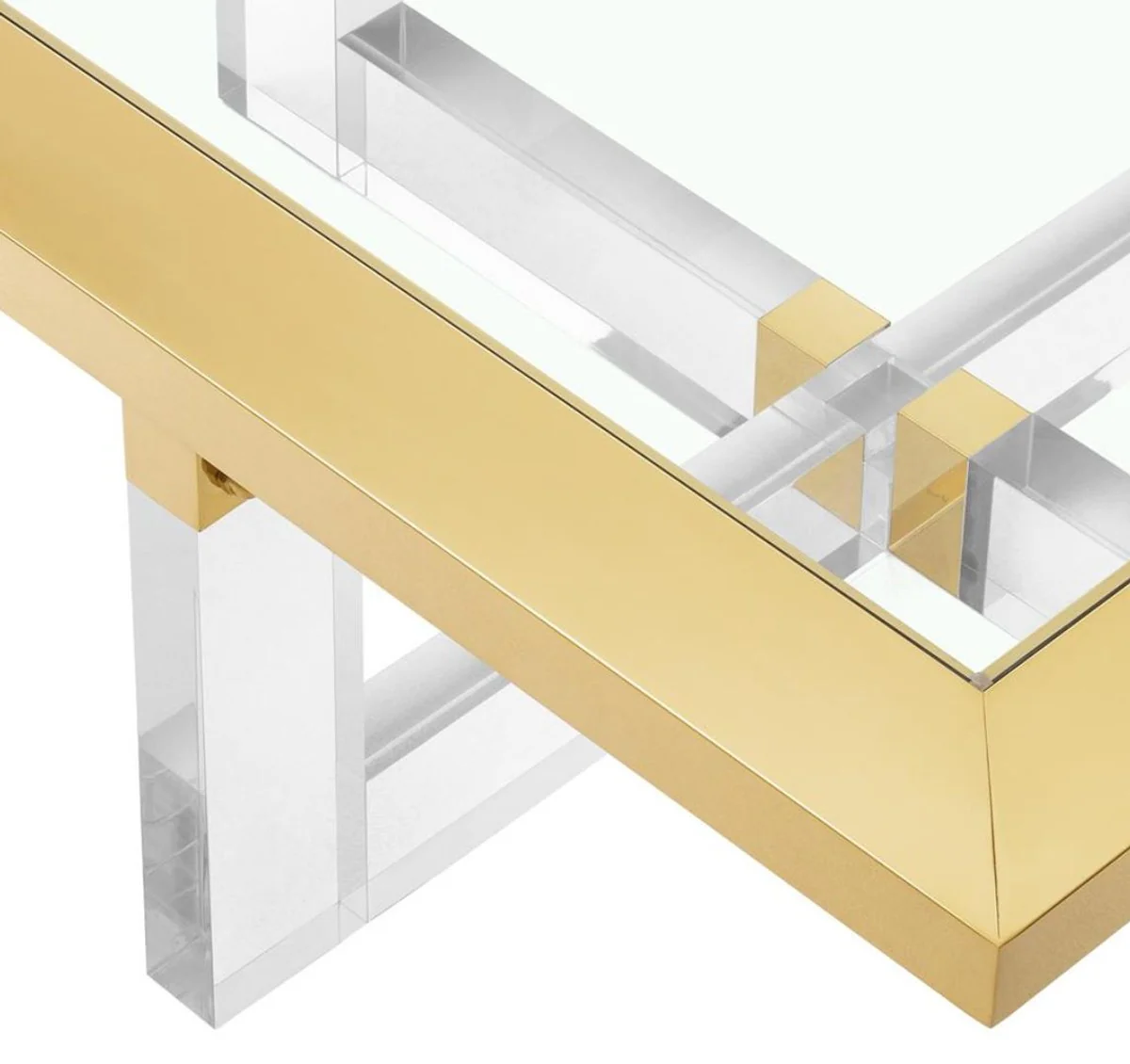 Luxus Couchtisch / Wohnzimmertisch Gold 100 x 100 x H. 43 cm - Wohnzimmermöbel