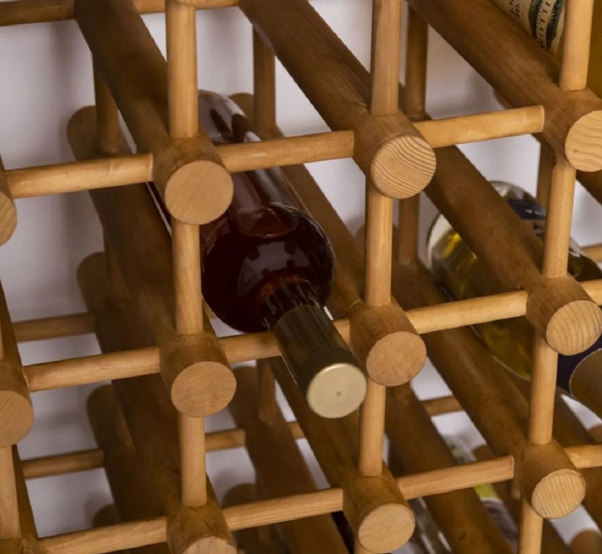 Landhausstil Massivholz Weinschrank Grau / Naturfarben 68 x 35 x H. 200 cm - Massivholz Weinregal im Landhausstil - Massivholz Bar Möbel - Landhausstil Bar Möbel