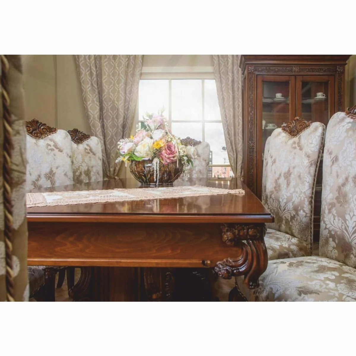 Luxus Barock Esstisch Dunkelbraun 310 cm - Barock Esszimmer Möbel