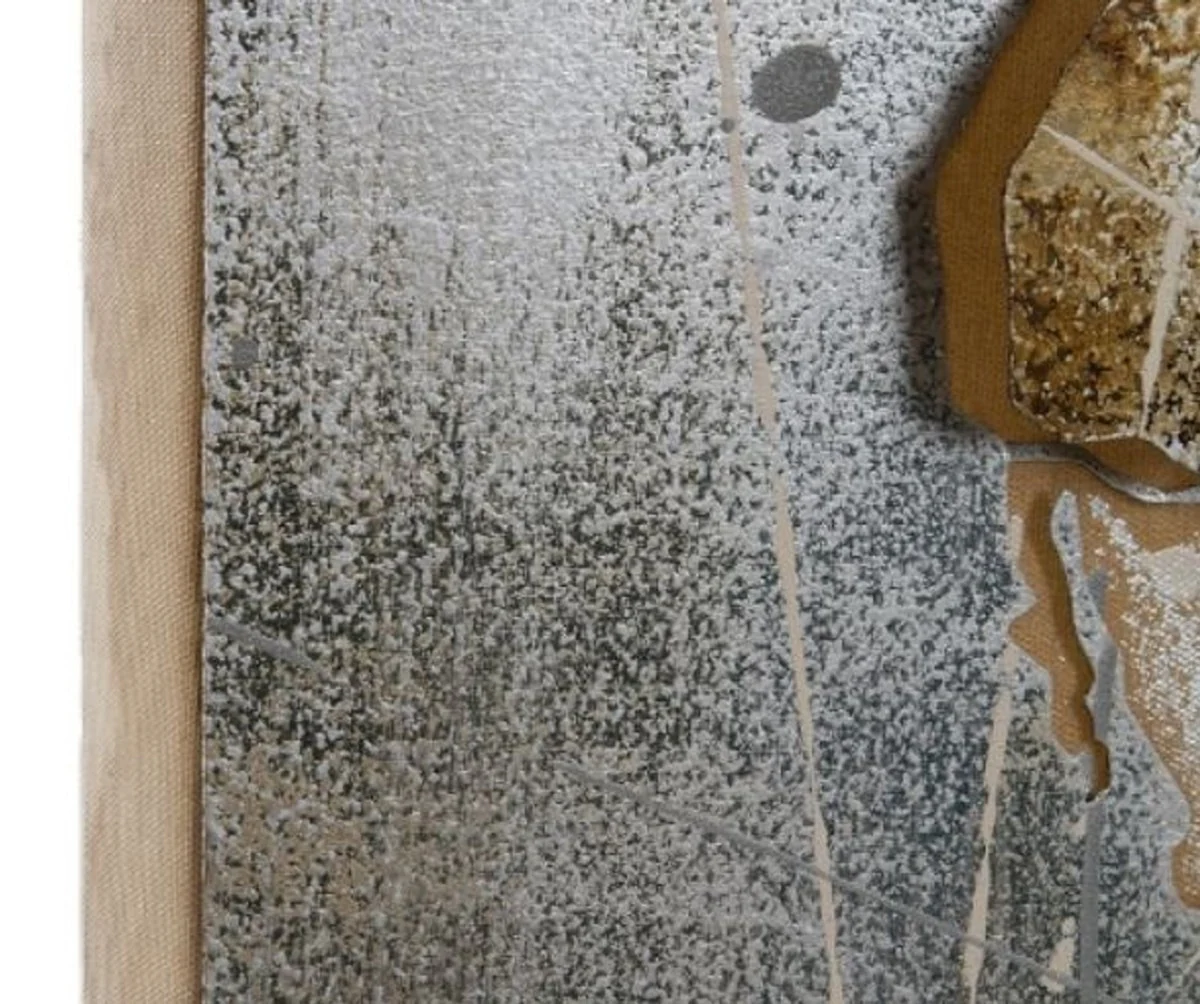 Luxus Metall Ölbild Weltkarte Mehrfarbig 120 x 5 x H. 80 cm - Ölgemälde mit 3D Effekt