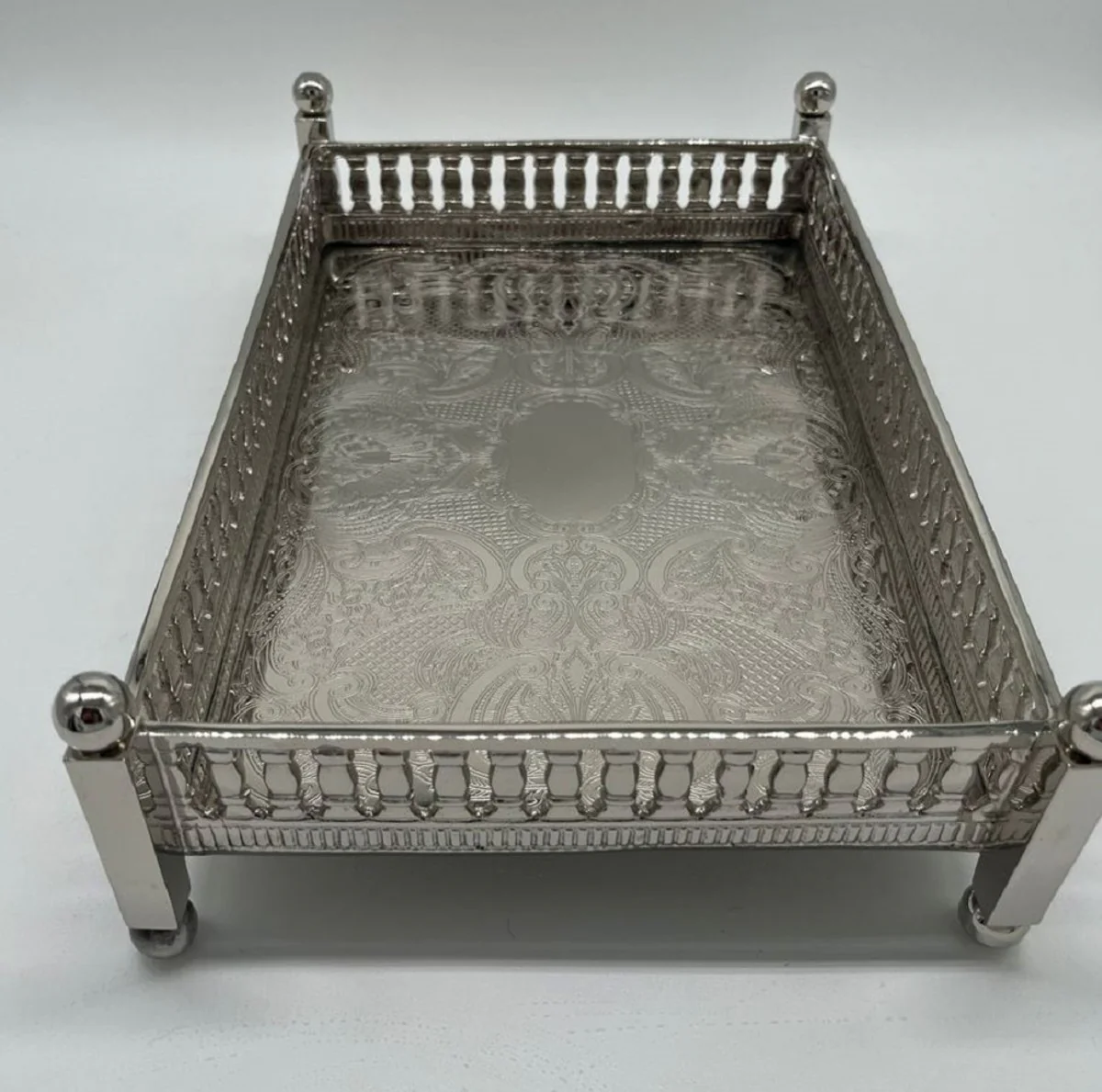 Luxus Messing Serviertablett Silber 32 cm