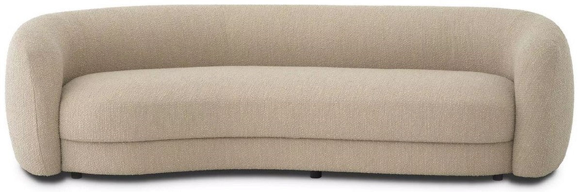Luxus Sofa Sandfarben / Schwarz 232 x 95 x H. 70 cm - Gebogenes Wohnzimmer Sofa - Wohnzimmer Möbel - Luxus Möbel - Wohnzimmer Einrichtung - Luxus Einrichtung - Luxus Qualität