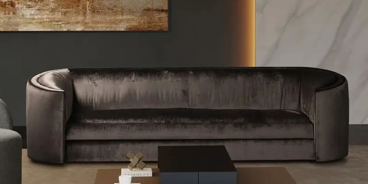 Luxus Sofa Grau 275 x 89 x H. 75 cm - Wohnzimmer Sofa - Hotel Sofa - Wohnzimmer Möbel - Wohnzimmer Einrichtung - Hotel Möbel - Luxus Möbel - Luxus Einrichtung