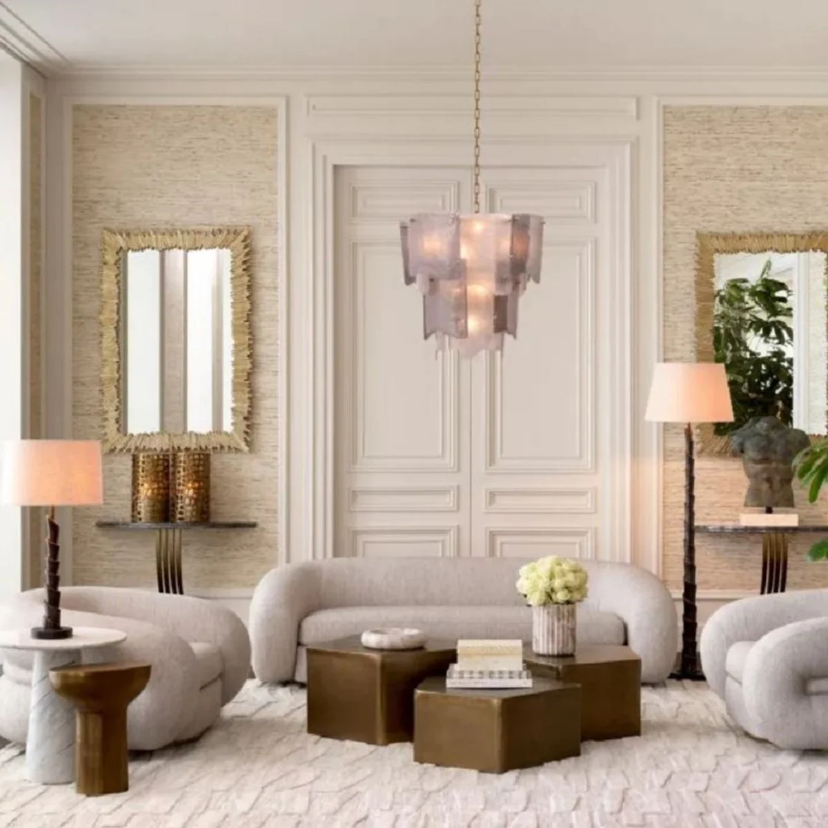 Luxus Aluminium Spiegel Gold H. 140 cm