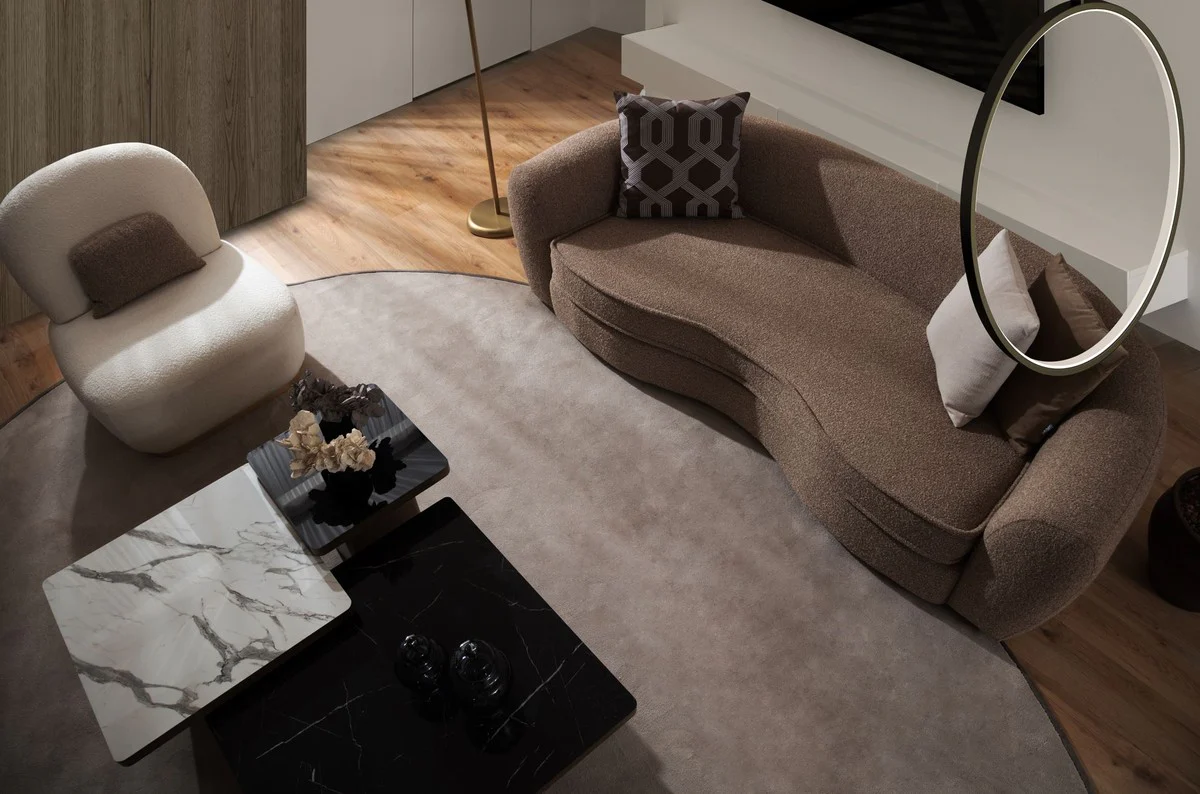 Luxus Sofa Braun / Schwarz 250 x 106 x H. 72 cm - Wohnzimmer Sofa - Hotel Sofa - Wohnzimmer Möbel - Wohnzimmer Einrichtung - Hotel Möbel - Luxus Möbel - Luxus Einrichtung