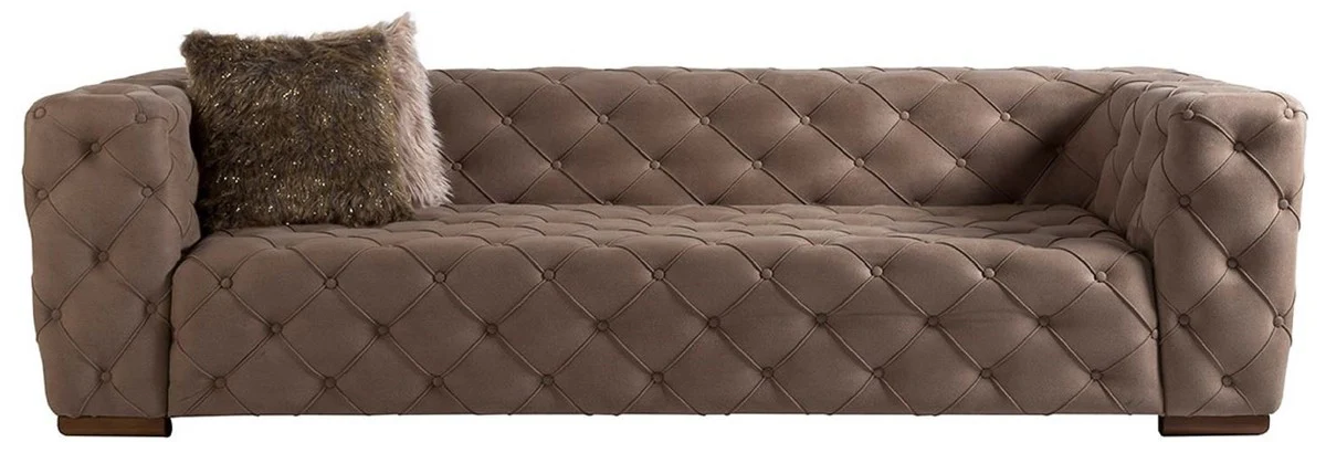 Luxus Chesterfield 3er Sofa Grau / Braun 240 x 95 x H. 81 cm - Chesterfield Wohnzimmer Sofa - Chesterfield Wohnzimmer Möbel - Luxus Kollektion
