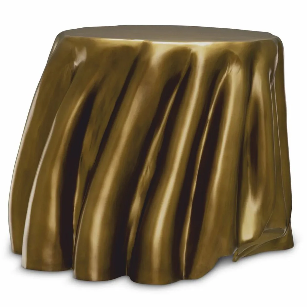 Luxus Aluminium Beistelltisch Vintage Messing 65 x 57 x H. 45,5 cm - Luxus Möbel