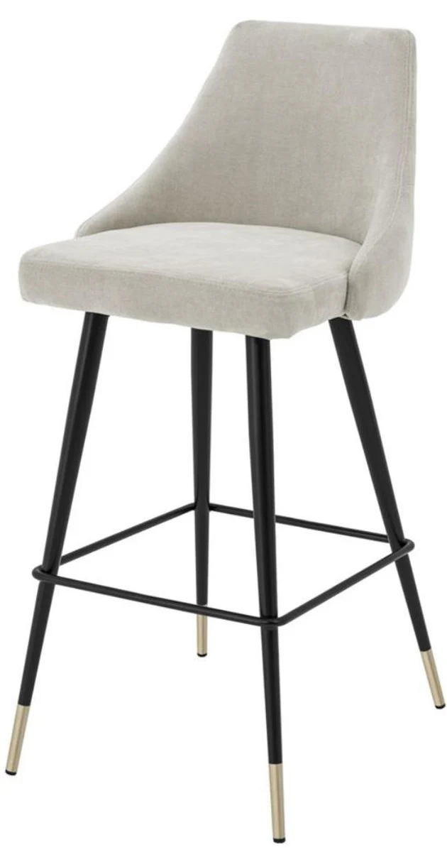 Luxus Barstuhl Sandfarben / Schwarz 47 x 52 x H. 101 cm - Luxus Barmöbel