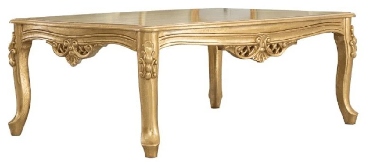 Luxus Barock Massivholz Couchtisch Gold - Handgefertigter Wohnzimmertisch im Barockstil - Barock Wohnzimmer Möbel