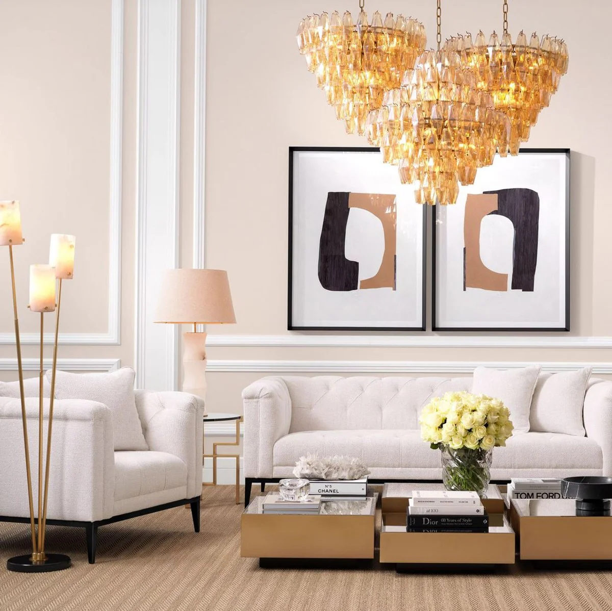 Luxus Chesterfield Sessel mit Kissen Weiß / Rotguss 103 x 97 x H. 75 cm - Wohnzimmer Sessel - Hotel Sessel - Wohnzimmer Möbel - Chesterfield Möbel - Luxus Möbel - Luxus Einrichtung