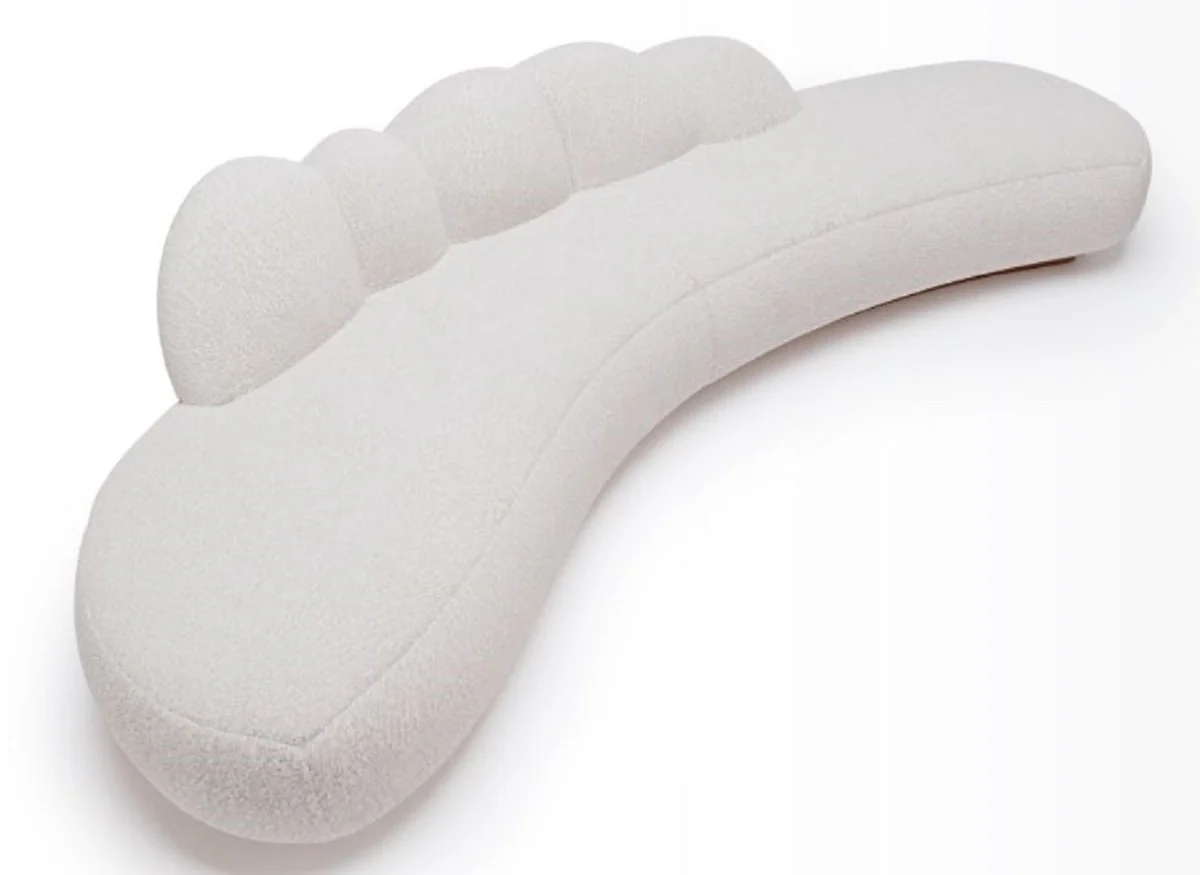 Luxus Sofa Creme / Braun 260 x 100 x H. 72 cm - Gebogenes Wohnzimmer Sofa - Hotel Sofa - Wohnzimmer Möbel - Hotel Möbel - Luxus Möbel