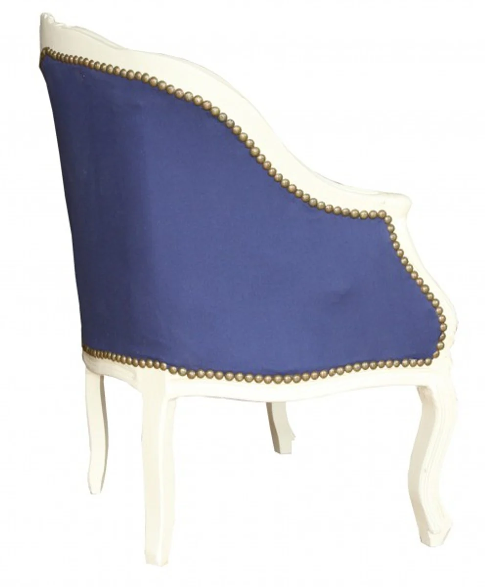 Barock Damen Salon Sessel Union Jack / Creme - Möbel Antik Stil- England Flagge