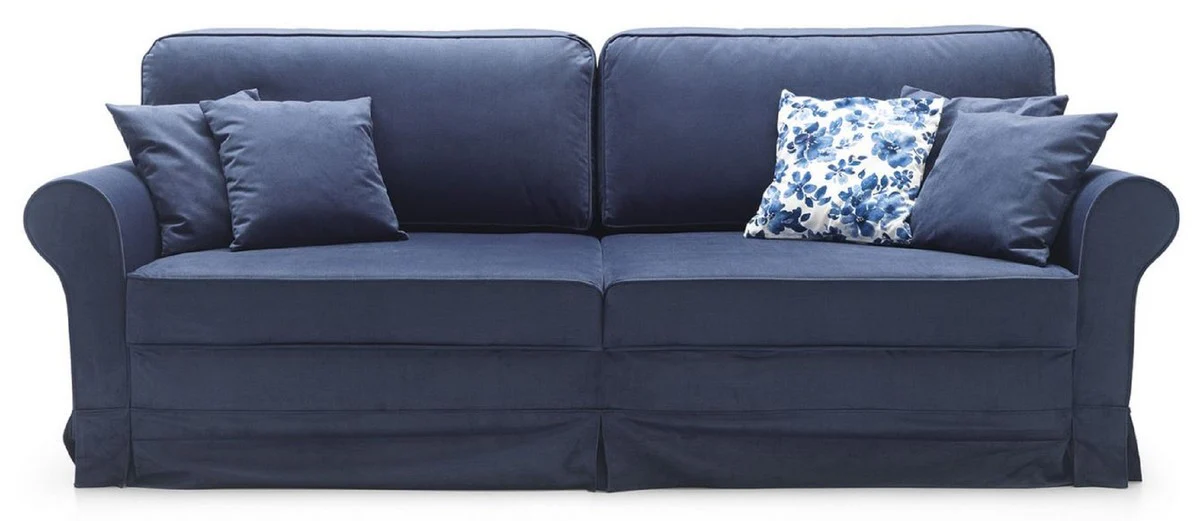 Luxus Sofa Blau 239 x 110 x H. 90 cm - Wohnzimmer Sofa mit Schlaffunktion - Wohnzimmer Möbel - Luxus Möbel - Luxus Interior