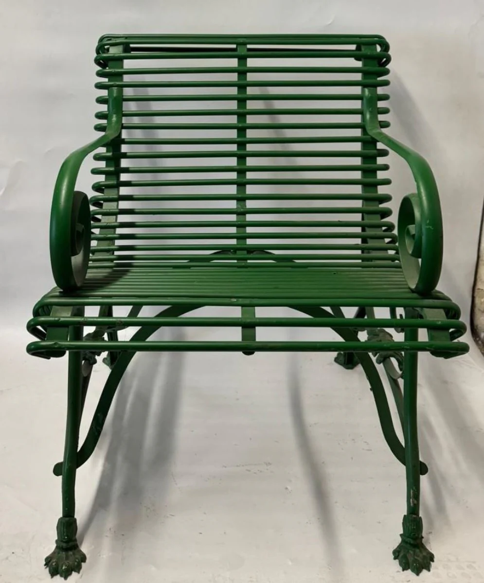 Jugendstil Garten Stuhl mit Armmlehnen Grün 64 x 62 x H. 71 cm - Garten Möbel