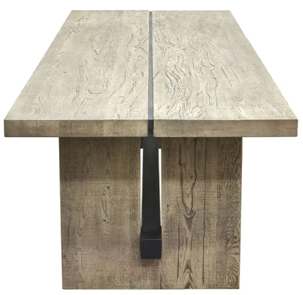 Landhausstil Massivholz Esstisch Grau / Schwarz - Verschiedene Größen - Rechteckiger Eichenholz Küchentisch - Massivholz Esszimmer Möbel - Landhausstil Esszimmer Möbel