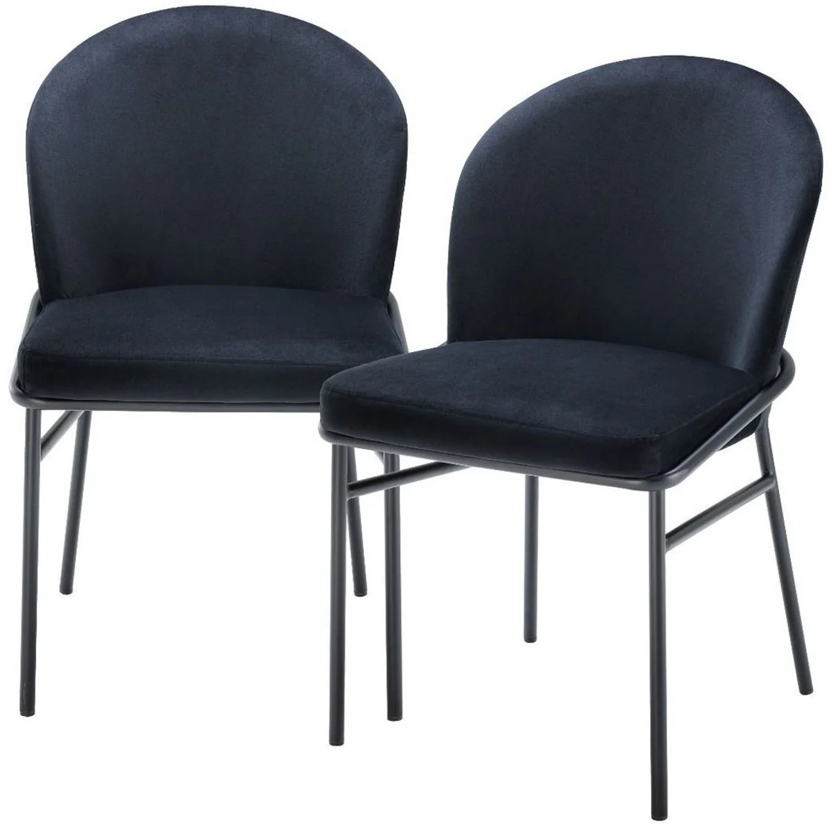 Luxus Esszimmerstühle Schwarz 49 x 56 x H. 82 cm - Küchenstühle mit edlem Samtstoff - Esszimmer Set