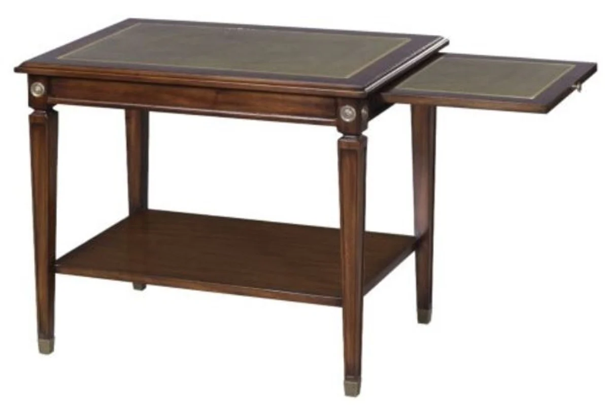 Mahagoni Beistelltisch Braun / Grün 64 x 43 x H. 54 cm - Luxus Wohnzimmer Beistelltisch