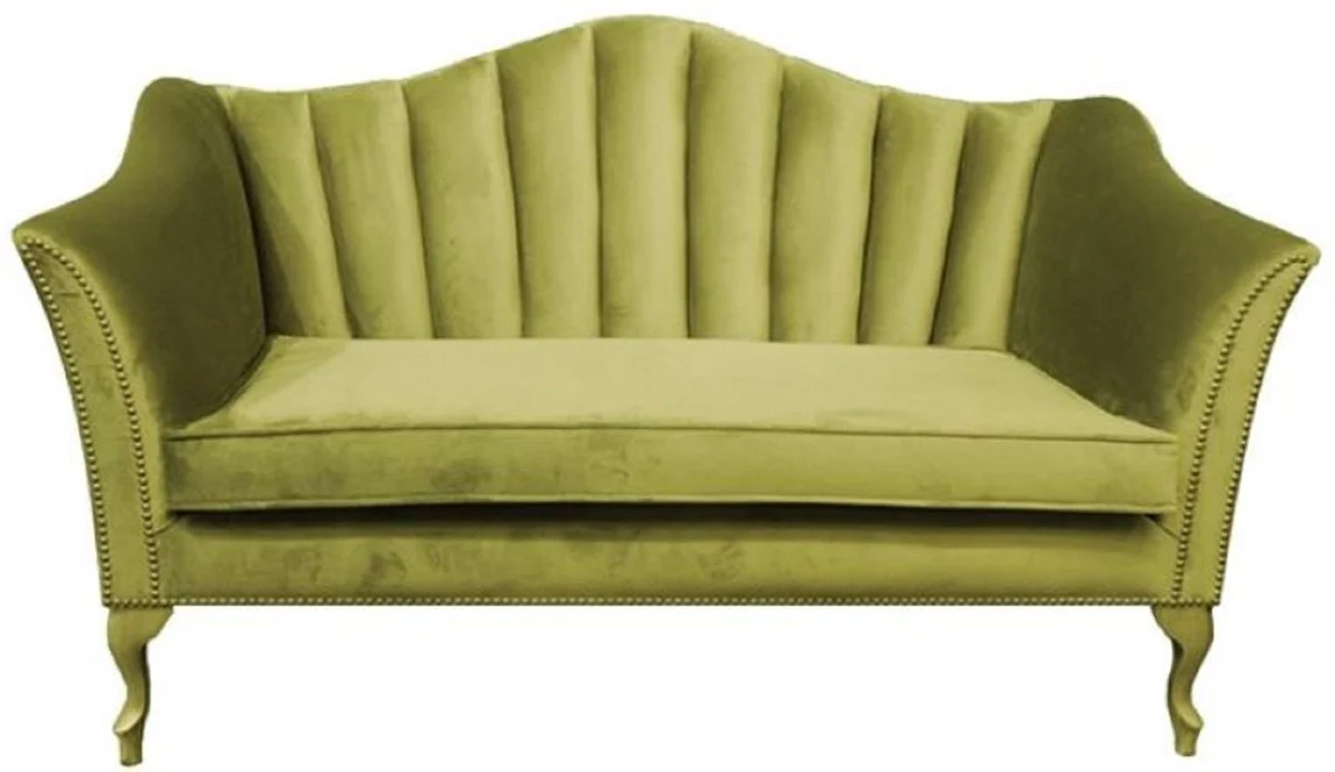 Luxus Barock 2er Samt Sofa Grün 150 x 95 x H. 90 cm - Edles Wohnzimmer Sofa - Barock Wohnzimmer Möbel - Luxus Qualität