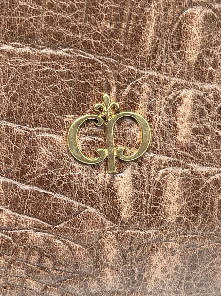 Luxus Echtleder Herren Aktentasche in Kroko Optik Braun / Gold 42 cm - Made in Italy